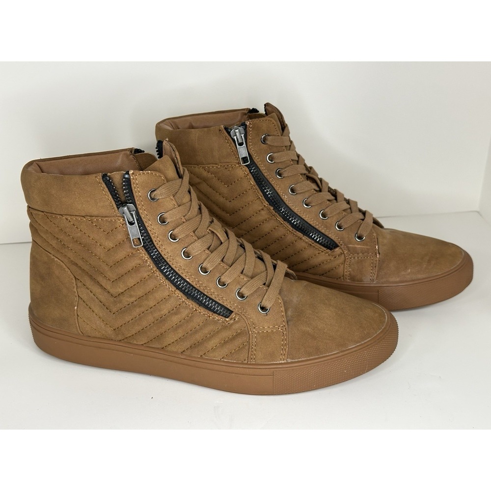 Steve Madden, Men's Punted Zip‎ Up Sneakers, Camel Color, Size 8M